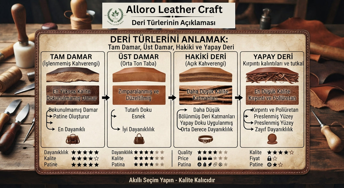 Full Grain, Top Grain, Genuine Leather ve Bonded Leather Arasındaki Farklar