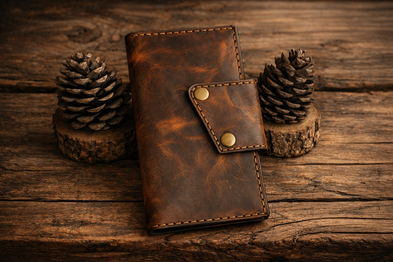 El Yapımı Deri Uzun Cüzdanlar