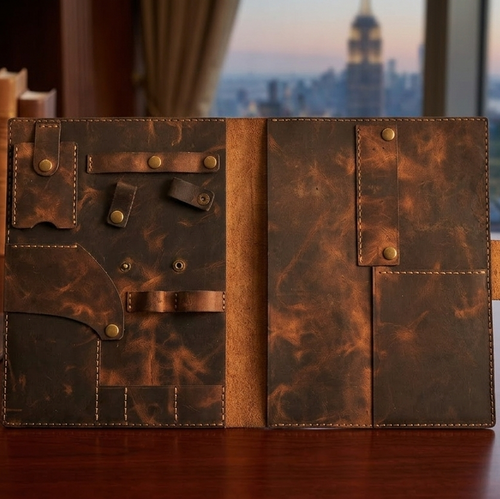 hakiki deri el yapimi hakiki deri a4 organizer & sekreterlik – çok bölmeli, ayarlanabilir çıtçıtlı profesyonel ofis organizeri