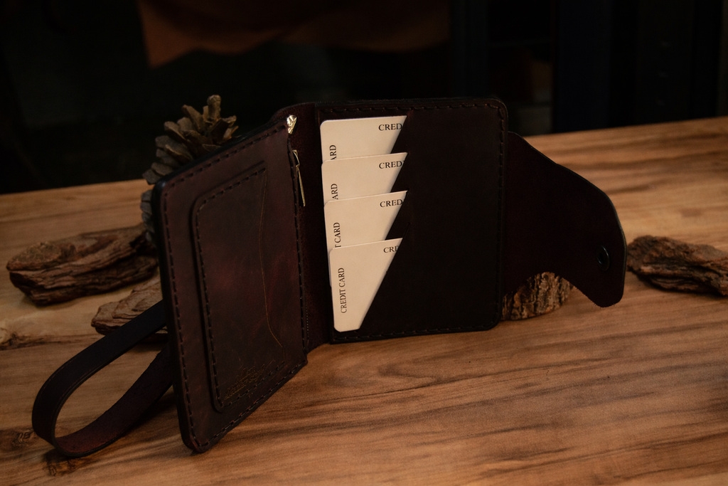 Afrodit Fermuarlı Cüzdan Çıtçıtlı Tasarım Hakiki Deri El Yapımı