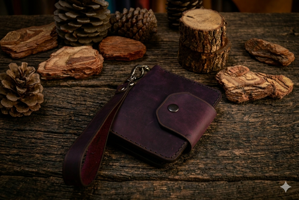 Afrodit Fermuarlı Cüzdan Çıtçıtlı Tasarım Hakiki Deri El Yapımı