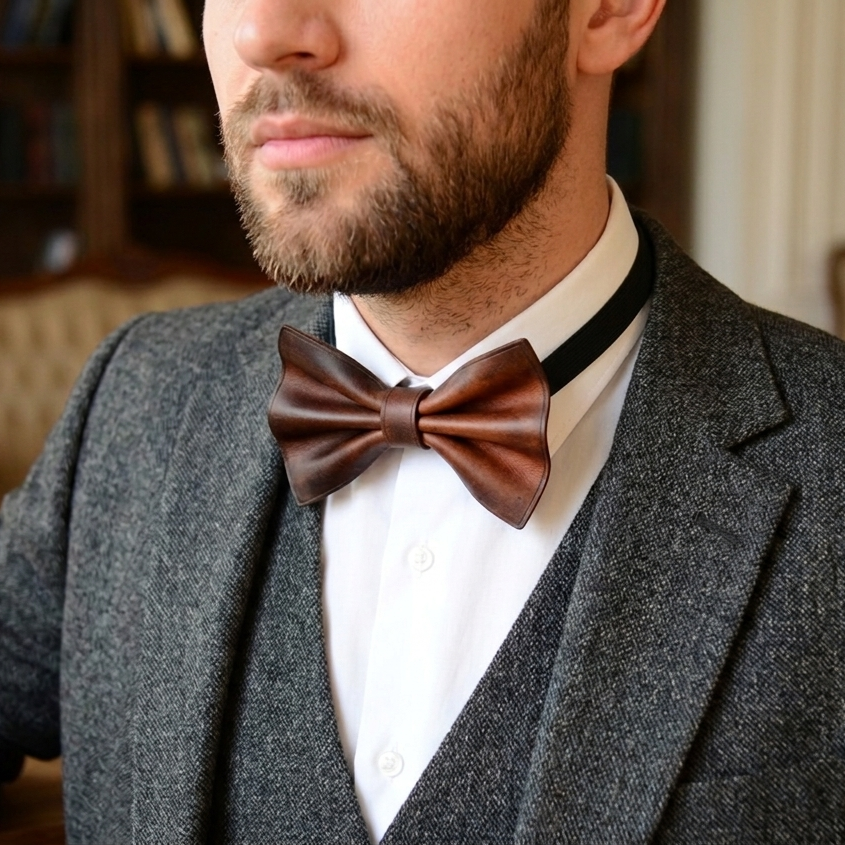 hakiki deri el yapimi deri papyon v-1 deri bow tie
