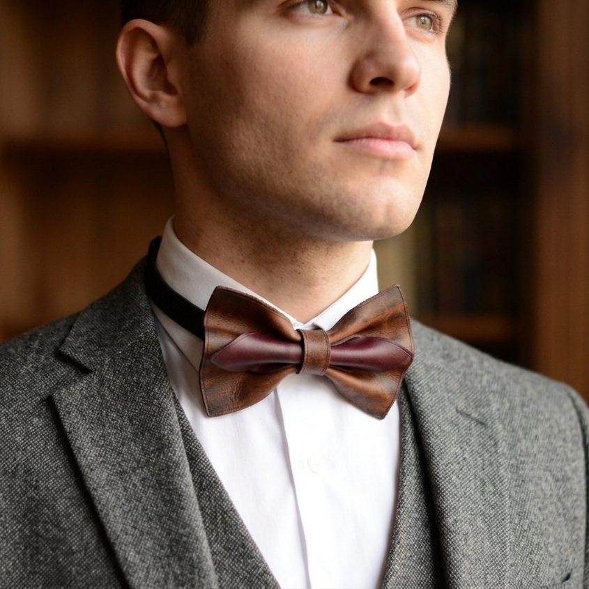 hakiki deri el yapimi deri papyon v-2 deri bow tie