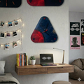hakiki deri el yapimi deri duvar saati 33x33 cm – modern üçgen tasarım, kişiselleştirilebilir
