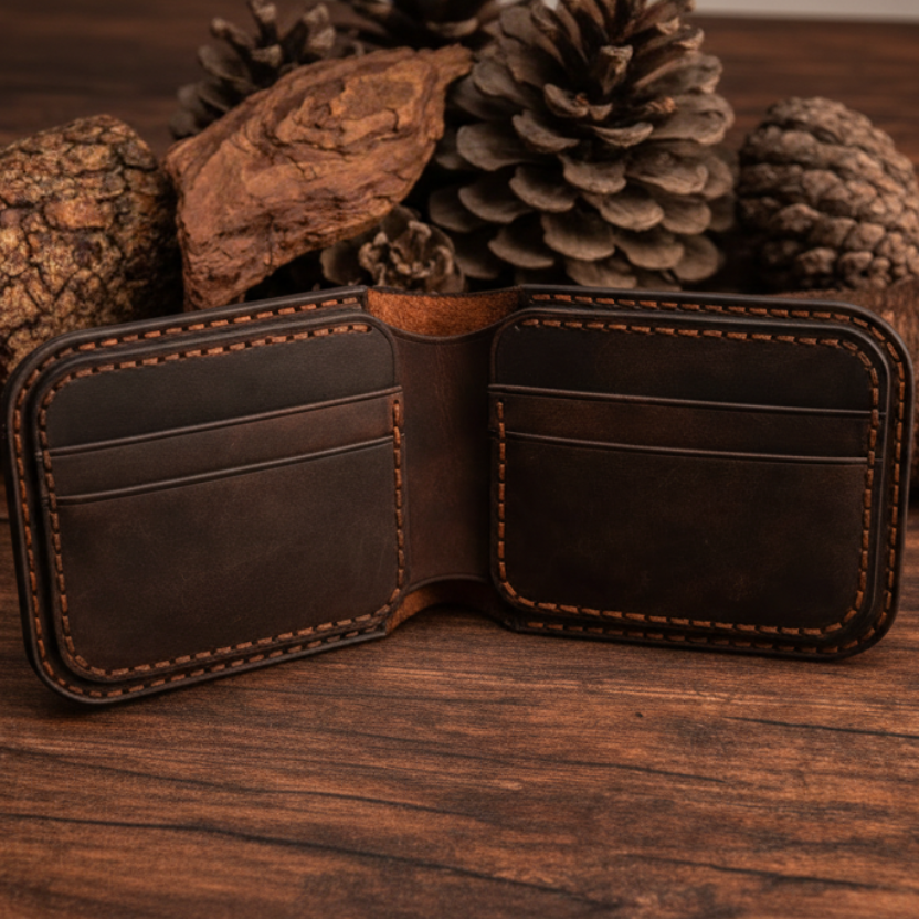 Gladiator Cüzdan Bifold Çıtçıtlı Tasarım Hakiki Deri El Yapımı