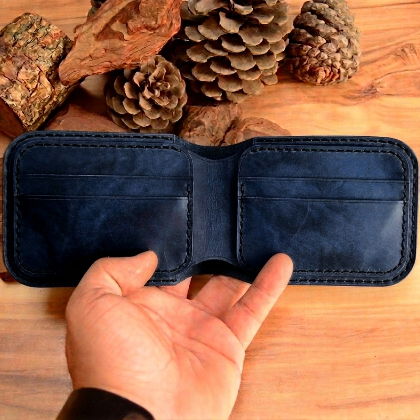 Gladiator Cüzdan Bifold Çıtçıtlı Tasarım Hakiki Deri El Yapımı