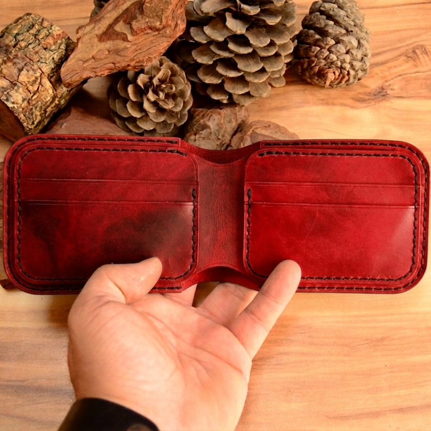 Gladiator Cüzdan Hakiki Deri El Yapımı Çıtçıtlı Bifold Tasarım
