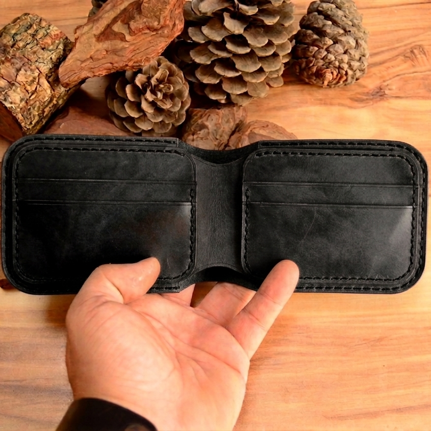 Gladiator Cüzdan Bifold Çıtçıtlı Tasarım Hakiki Deri El Yapımı