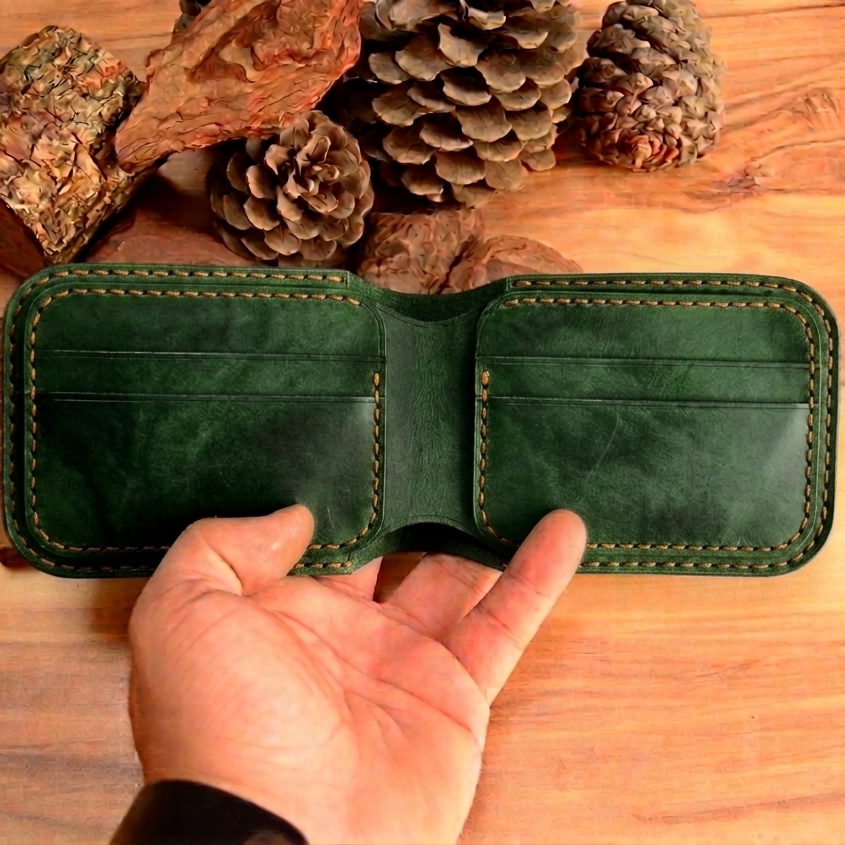 Gladiator Cüzdan Hakiki Deri El Yapımı Çıtçıtlı Bifold Tasarım