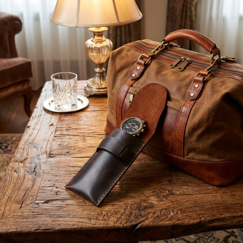 hakiki deri el yapimi kol saati kılıfı tekli deri