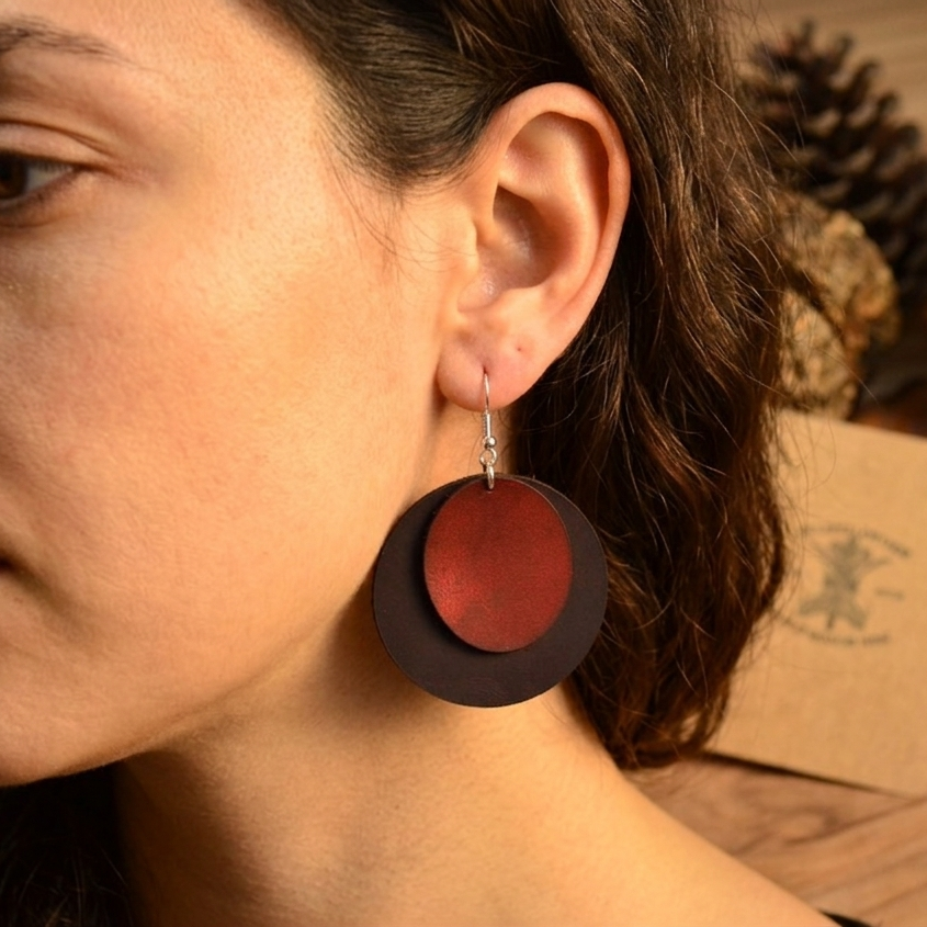 hakiki deri el yapimi küpe v-3 deri