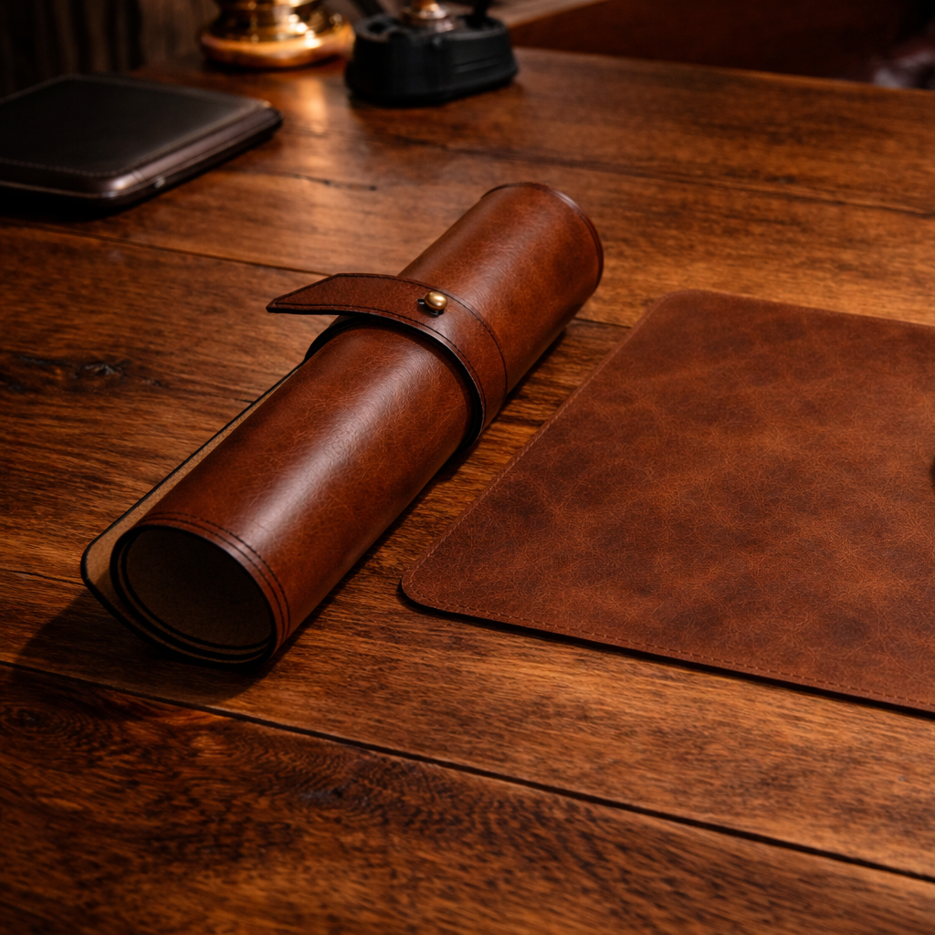 Hakiki Deri Mousepad Rulo Taşınabilir Tasarım