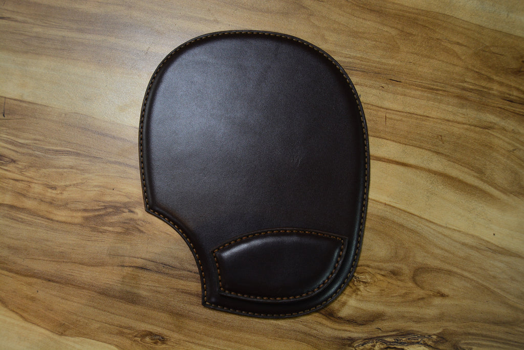 Deri Mousepad Bilek Destekli Hakiki Deri El Yapımı -Sağ El