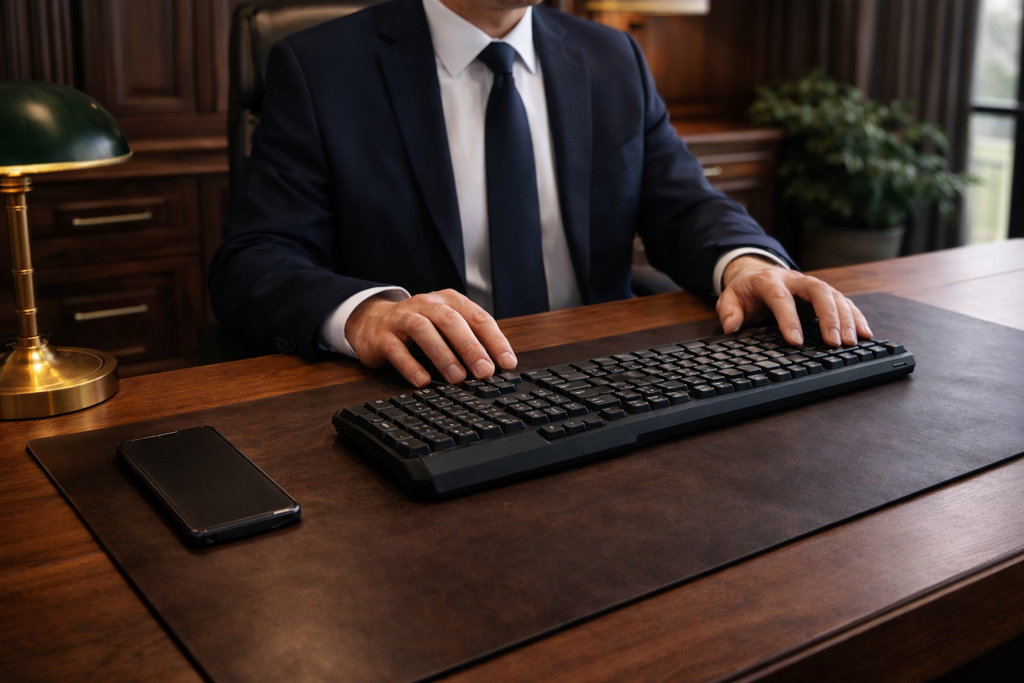 Deri Masa Matı 70x30 Cm Hakiki Deri El Yapımı Desk Pad