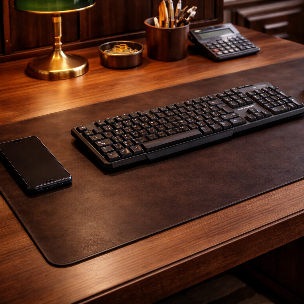 hakiki deri el yapimi deri masa matı 70x30 cm – premium ofis desk pad (özel ölçü seçeneği)